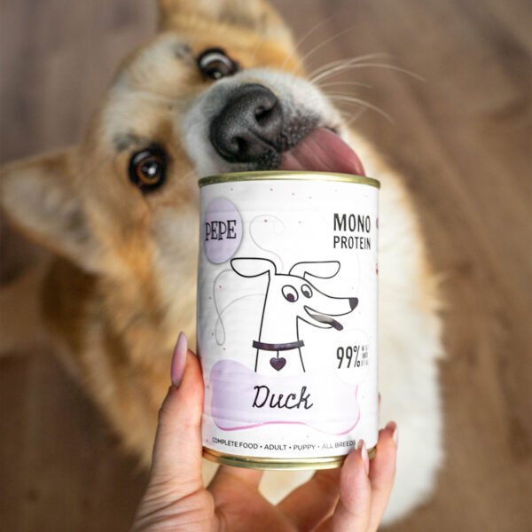 ZESTAW Karma mokra dla psa PEPE duck 99% kaczka 6x400g