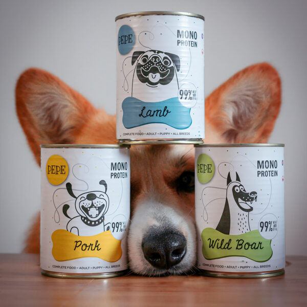 ZESTAW Karma mokra dla psa PEPE lamb 99% jagnięcina 6x400g