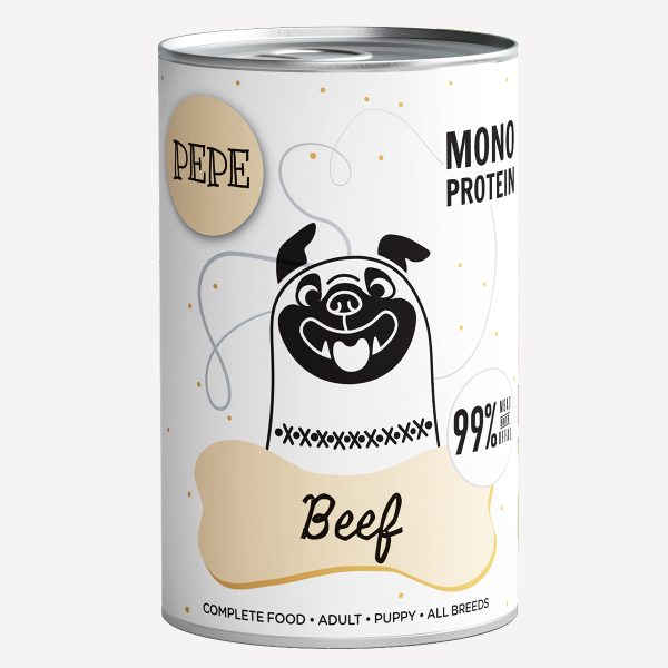 ZESTAW Karma mokra dla psa PEPE beef 99% wołowina 12x400g