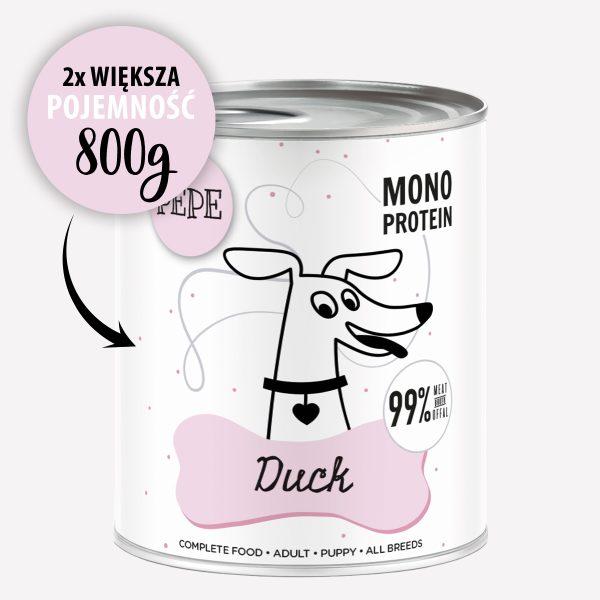 ZESTAW Karma mokra dla psa PEPE duck XL 99% kaczka 6x800g
