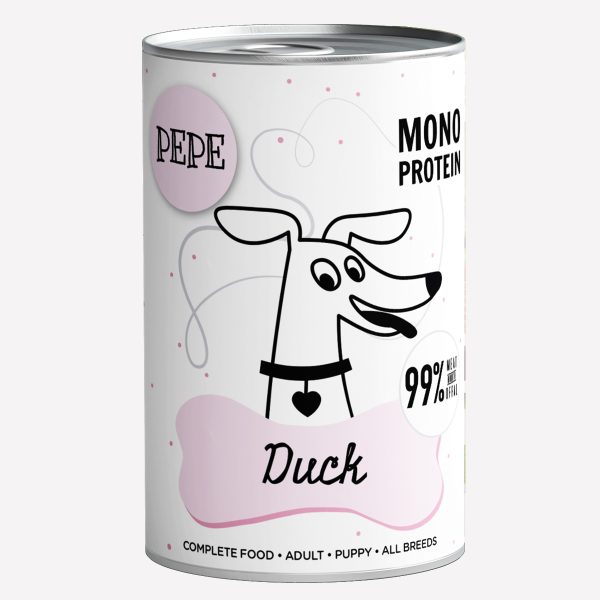 ZESTAW Karma mokra dla psa PEPE duck 99% kaczka 12x400g