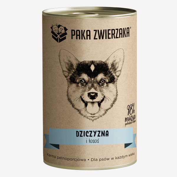 Karma mokra dla psa PAKA ZWIERZAKA dziczyzna i łosoś 400 g