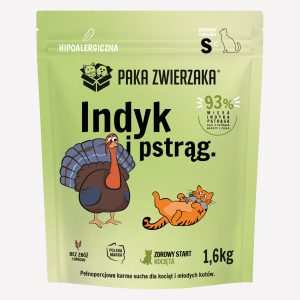Karma sucha dla kota PAKA ZWIERZAKA indyk z pstrągiem kocięta S 1,6 kg