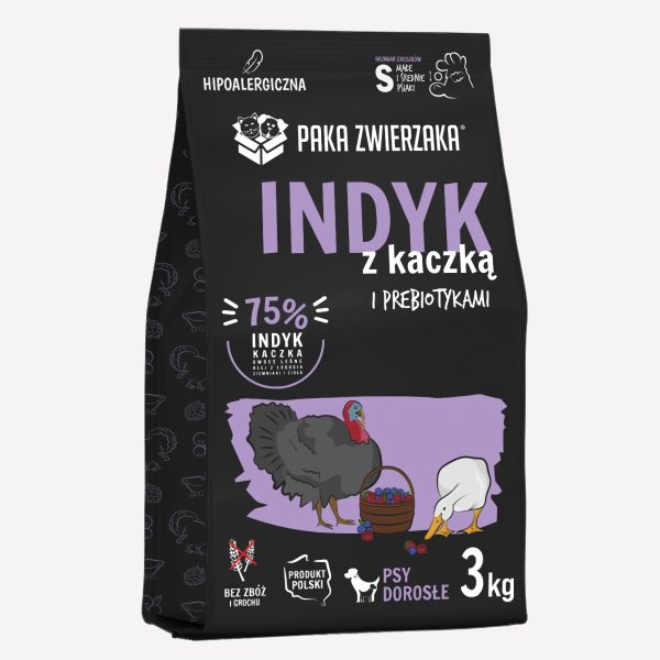 ZESTAW Karma sucha dla psa PAKA ZWIERZAKA indyk z kaczką S 3kgx2
