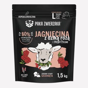 Karma sucha dla psa PAKA ZWIERZAKA jagnięcina i dzika róża PUPPY L 1,5 kg