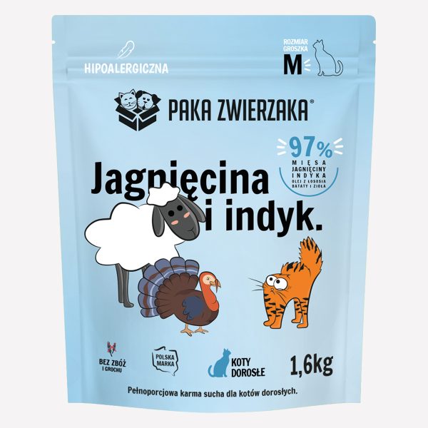 Karma sucha dla kota PAKA ZWIERZAKA jagnięcina i indyk 1,6 kg