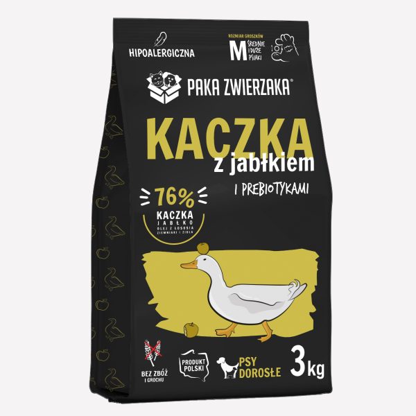 ZESTAW Karma sucha dla psa PAKA ZWIERZAKA kaczka z jabłkiem M 3kgx2