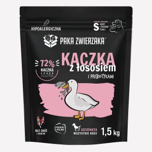 Karma sucha dla psa PAKA ZWIERZAKA kaczka z łososiem PUPPY S 1,5 kg