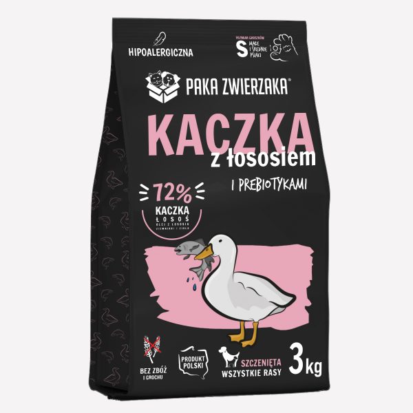 ZESTAW Karma sucha dla psa PAKA ZWIERZAKA kaczka z łososiem PUPPY S 3kgx2