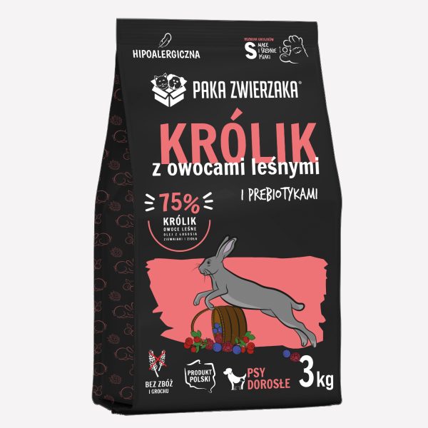 ZESTAW Karma sucha dla psa PAKA ZWIERZAKA Królik z owocami leśnymi L 3kgx2