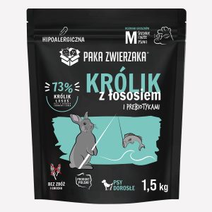 Karma sucha dla psa PAKA ZWIERZAKA królik z łososiem M 1,5 kg