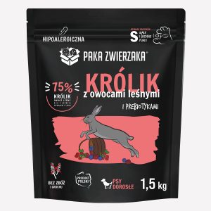 Karma sucha dla psa PAKA ZWIERZAKA królik z owocami leśnymi S 1,5 kg