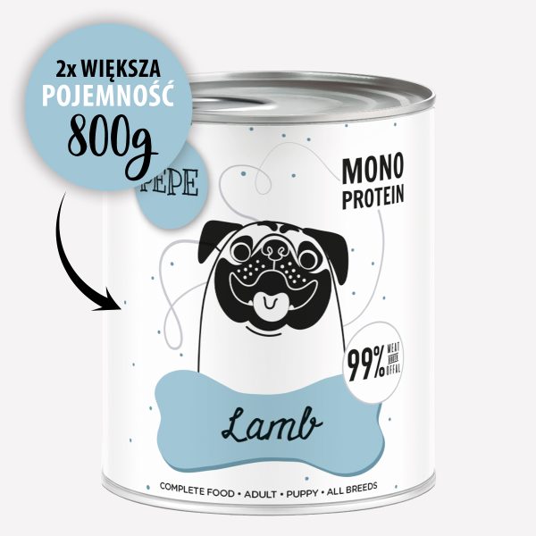 ZESTAW Karma mokra dla psa PEPE lamb XL 99% jagnięcina 6x800g