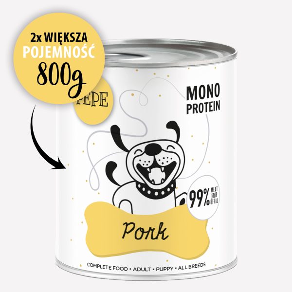 ZESTAW Karma mokra dla psa PEPE pork XL 99% wieprzowina 6x800g