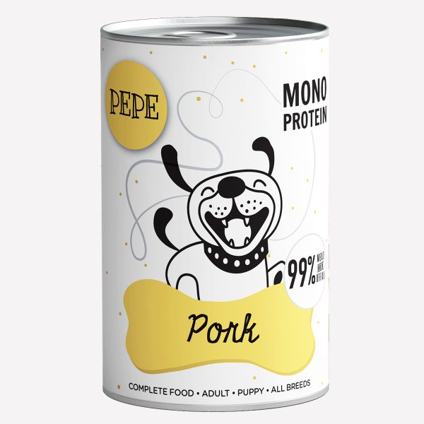 ZESTAW Karma mokra dla psa PEPE pork 99% wieprzowina 12x400g