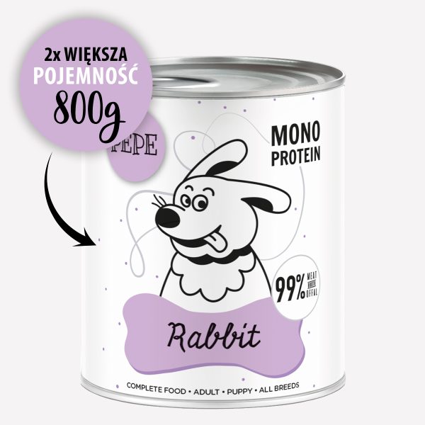 ZESTAW Karma mokra dla psa PEPE rabbit XL 99% królik 6x800g