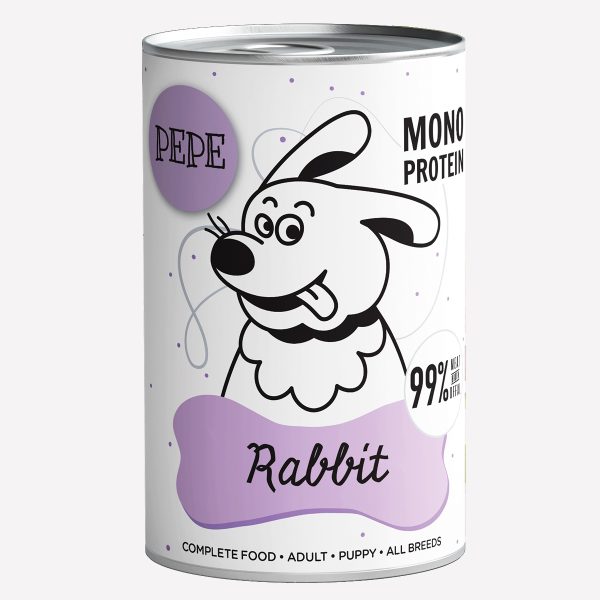 ZESTAW Karma mokra dla psa PEPE rabbit 99% królik 12x400g