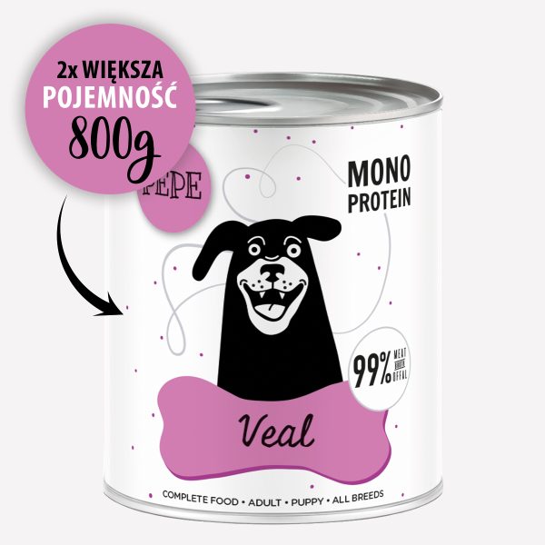 ZESTAW Karma mokra dla psa PEPE veal XL 99% cielęcina 6x800g