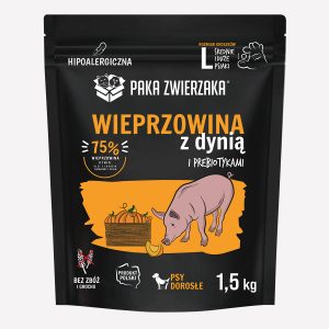 Karma sucha dla psa PAKA ZWIERZAKA wieprzowina z dynią L 1,5 kg