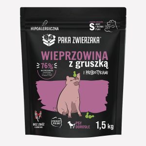 Karma sucha dla psa PAKA ZWIERZAKA wieprzowina z gruszką S 1,5 kg