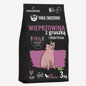 Karma sucha dla psa PAKA ZWIERZAKA wieprzowina z gruszką S 3 kg