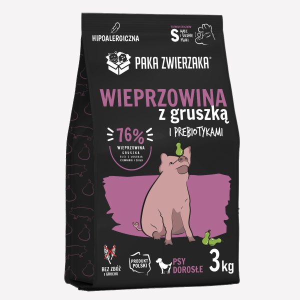 ZESTAW Karma sucha dla psa PAKA ZWIERZAKA wieprzowina z gruszką S 3kgx2