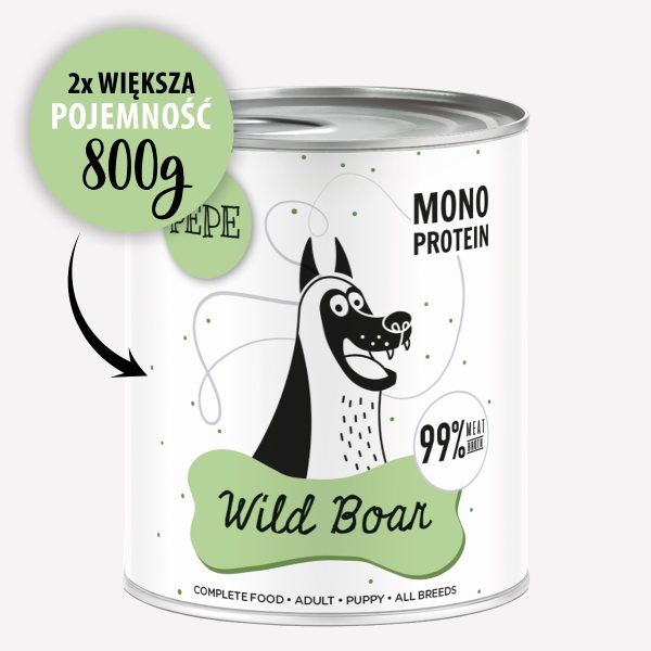 ZESTAW Karma mokra dla psa PEPE wild boar XL 99% dzik 6x800g