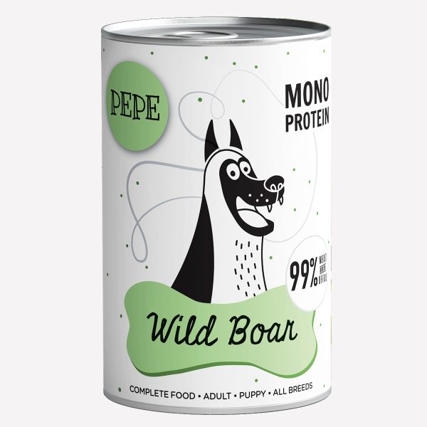 ZESTAW Karma mokra dla psa PEPE wild boar 99% dziczyzna 12x400g