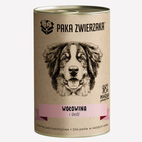 ZESTAW Karma mokra dla psa PAKA ZWIERZAKA Wołowina i śledź 6x400g