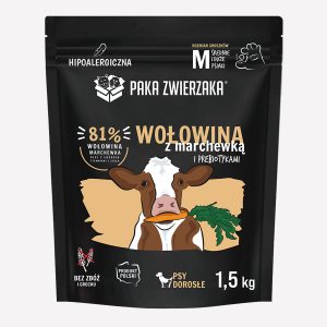 Karma sucha dla psa PAKA ZWIERZAKA wołowina z marchewką M 1,5 kg