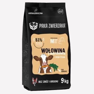 Karma sucha dla psa PAKA ZWIERZAKA wołowina z marchewką M 9 kg