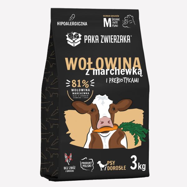 ZESTAW Karma sucha dla psa PAKA ZWIERZAKA wołowina z marchewką M 3kgx2