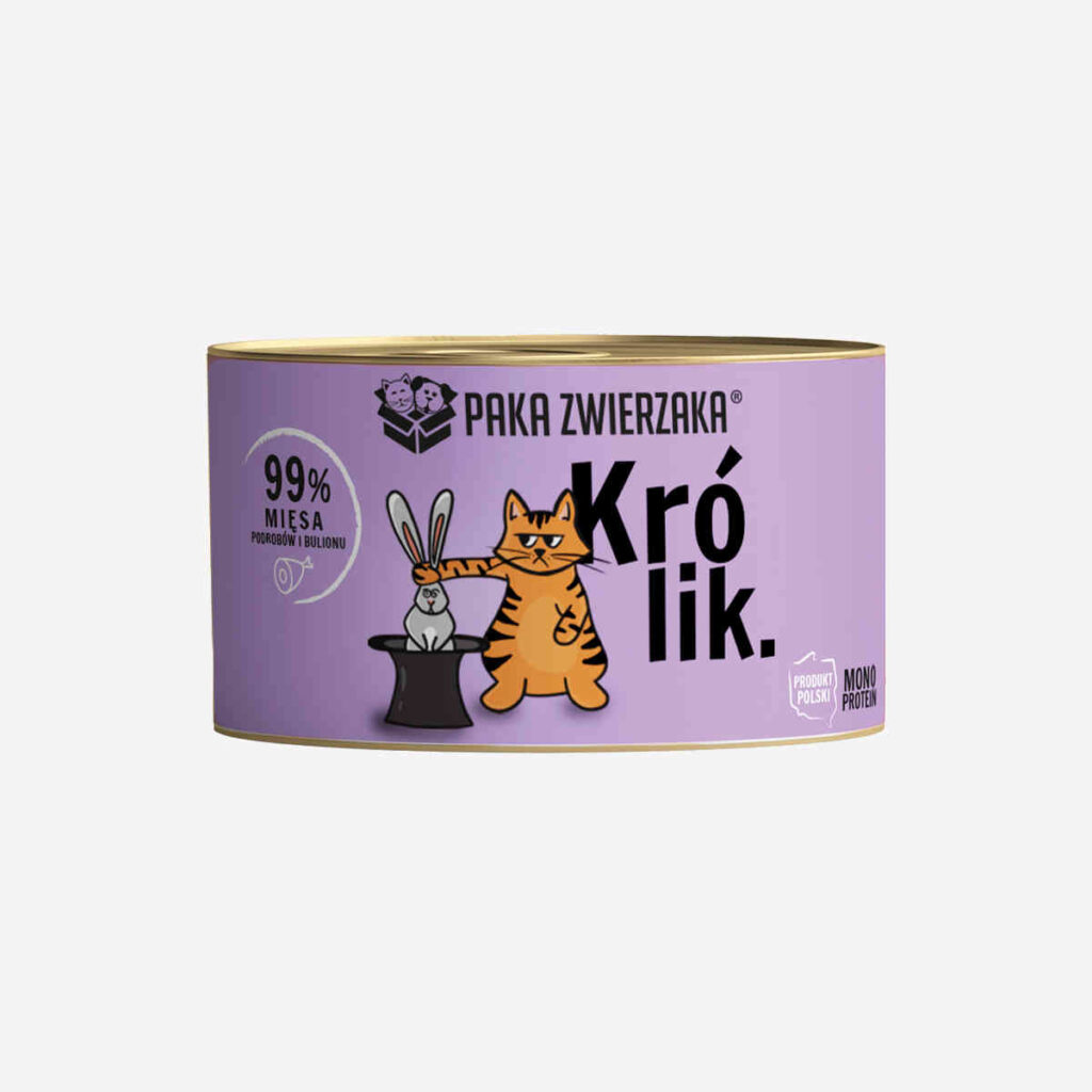 Mokra karma dla kota z królikiem Paka Zwierzaka w puszce 99% mięsa
