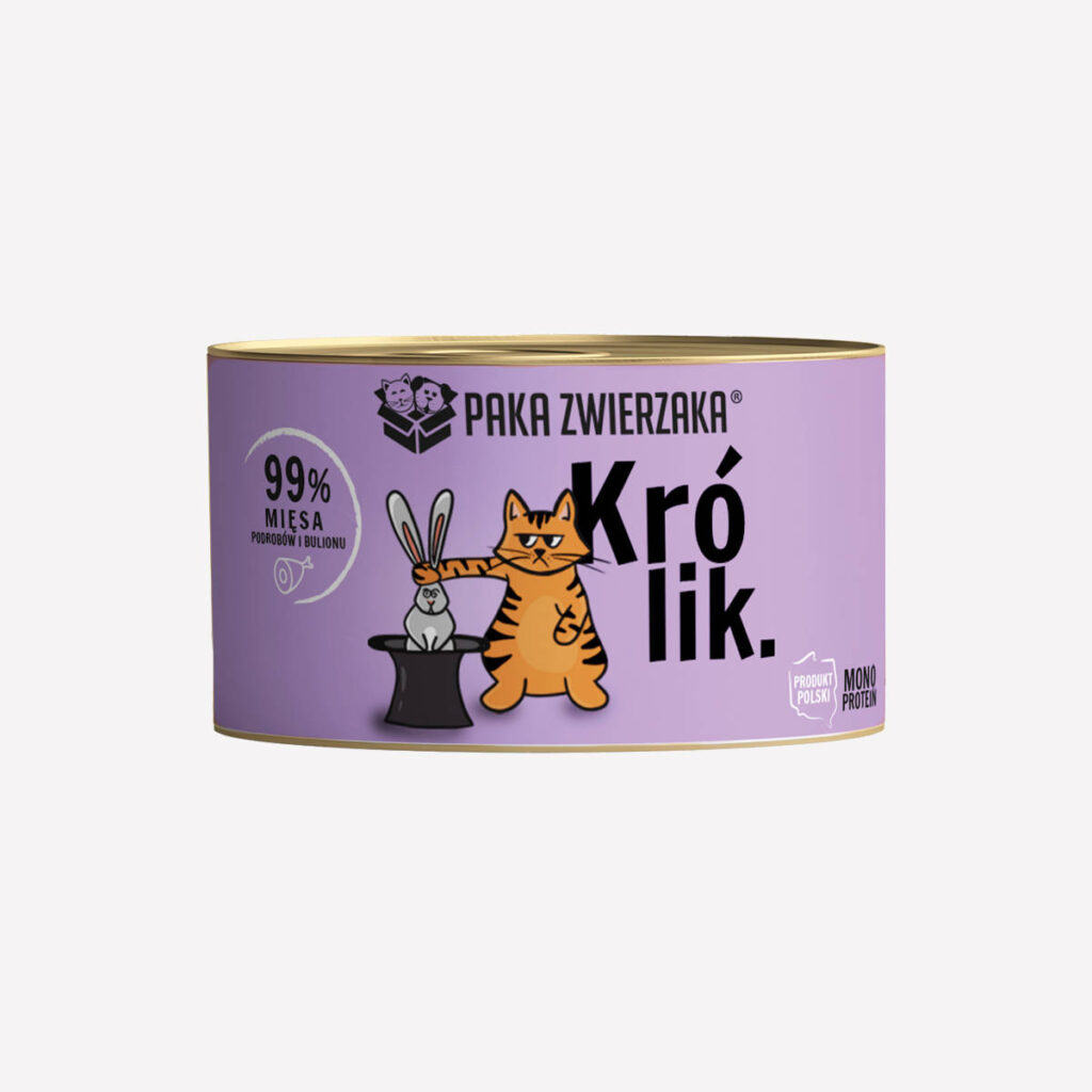 Mokra karma dla kota z królikiem Paka Zwierzaka w puszce 99% mięsa