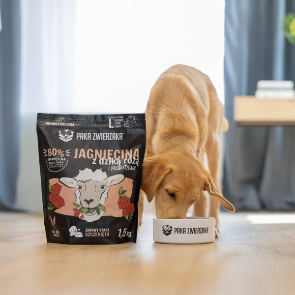 Karma sucha dla psa PAKA ZWIERZAKA jagnięcina z dziką różą PUPPY L 3 kg