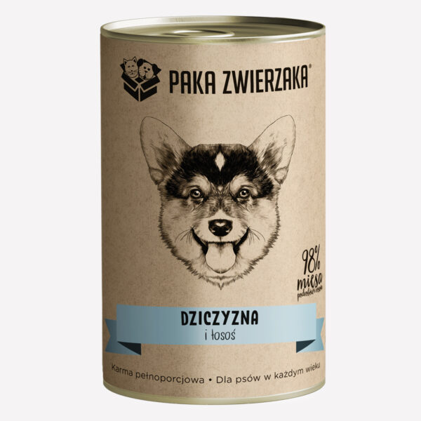 ZESTAW Karma mokra dla psa PAKA ZWIERZAKA dziczyzna i łosoś 6x400 g