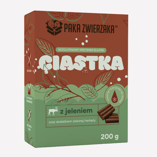 Ciastka dla psa PAKA ZWIERZAKA Jeleń z zieloną herbatą 200g
