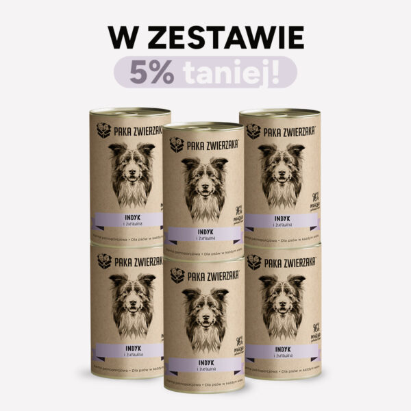 ZESTAW Karma mokra dla psa PAKA ZWIERZAKA Indyk i żurawina 6x400g