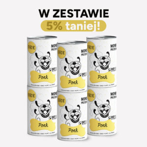 ZESTAW Karma mokra dla psa PEPE pork 99% wieprzowina 6x400g
