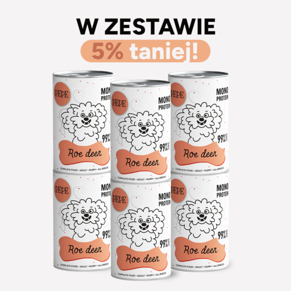 ZESTAW Karma mokra dla psa PEPE roe deer 99% sarna 6x400g