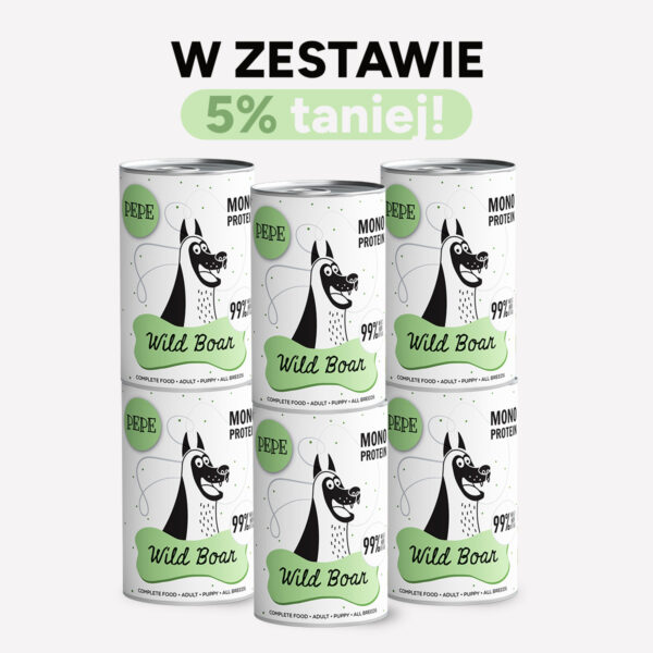 ZESTAW Karma mokra dla psa PEPE wild boar 99% dziczyzna 6x400g
