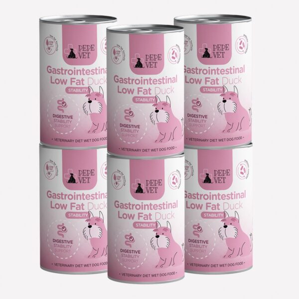 ZESTAW Karma mokra dla psa PEPE VET Gastrointestinal Low Fat Duck (kaczka) 6x400g