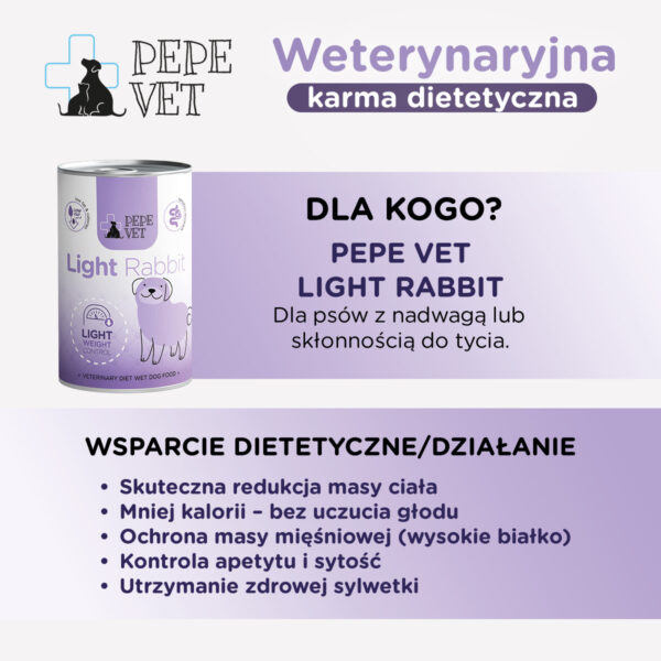 ZESTAW Karma mokra dla psa PEPE VET Light Rabbit (królik) 6x400g