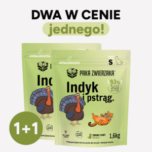 ZESTAW Karma sucha dla kota PAKA ZWIERZAKA indyk z pstrągiem kocięta 1,6 kg x 2 szt