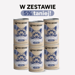 ZESTAW Karma mokra dla psa PAKA ZWIERZAKA Wieprzowina z borówką 6x400g