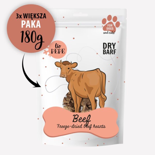 Przysmak dla psa i kota Lio PEPE Beef hearts serca wołowe 180 g
