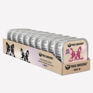 ZESTAW Karma mokra dla psa PAKA ZWIERZAKA Wołowina i śledź 10x150g (tacka)