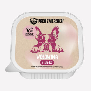 Karma mokra dla psa PAKA ZWIERZAKA Wołowina i śledź 150g (tacka)