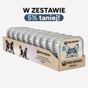 ZESTAW Karma mokra dla psa PAKA ZWIERZAKA Dziczyzna i łosoś 10x150g (tacka)