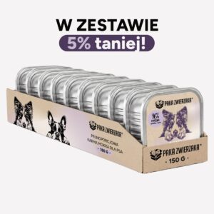 ZESTAW Karma mokra dla psa PAKA ZWIERZAKA Indyk i żurawina 10x150g (tacka)